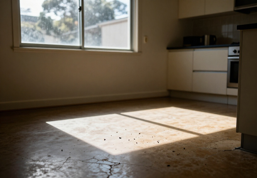 Cockroach infestation in a Leppington kitchen before treatment